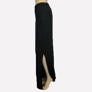 Large Black Maxi Skirt Side Slits Elastic Waist Bellezza Boutique NEW
